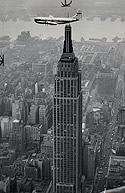 PanAm Clipper Flies Above Manhattan.